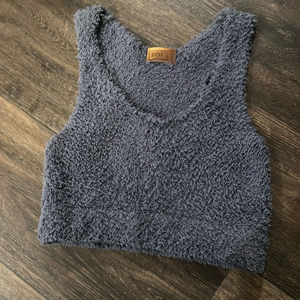 Blue sweater crop top